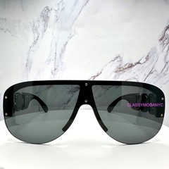 VERSACE Sunglasses Shield New Black Italy Gold Mask Medusa Runway