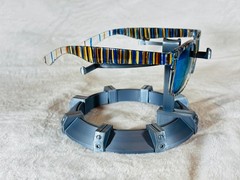 Custom PixelVivid Blue and Brown Solid Stripe Sunglasses with Blue Lenses
