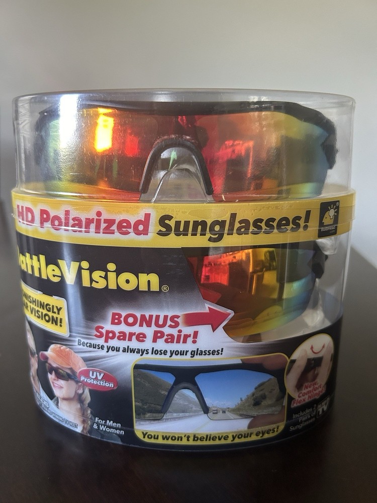 Battle Vision Super Polarized HD Sunglasses Bonus Pair UV Protection Flex Frame