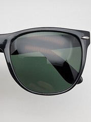 Vintage Gloss Black Frame Green Glass Lens Square Sunglasses China 53-17-134