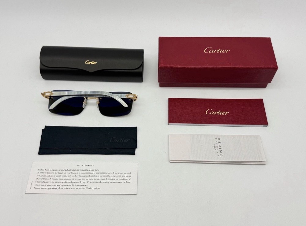 CARTIER C DECOR WHITE BUFFALO HORN SUNGLASSES NEW 100% GENUINE CT0030RS CAT 3