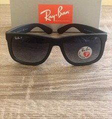 New Ray-Ban Justin RB4165 54MM Black Grey Gradient Polarized Sunglasses