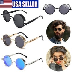 Retro Round HD Polarized Sunglasses Men Women Vintage Gothic Steampunk Glasses