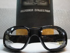 PADDED MOTORCYCLE RIDING GLASSES BIKER GOGGLES With Strap Black Frame Clear Lens