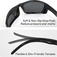 Men’s Polarized Sport Sunglasses UV400 Wrap Around Lightweight Driving Fishing