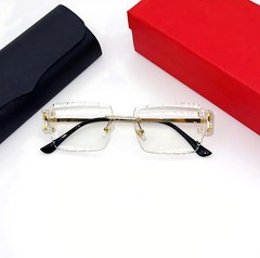 2025 Rimless Diamond Cut Square Clear Lens Sunglasses Men Women UV400