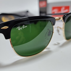 Ray-Ban RB3016 Sunglasses Clubmaster Classic Black Frame Glass Green Lens 51 mm