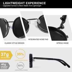 CRIXALIS Polarized Round Sunglasses ND9 Adjustable Dimming UV400 Retro Punk