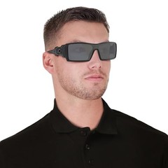 OAKLEY MENS OO9081 OIL RIG RECTANGULAR SUNGLASSES BLACK IRIDIUM POLARIZED