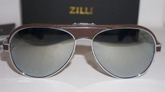 ZILLI ZI65047 C05 No. 697 SILVER & BROWN MEN’S TITANIUM SUNGLASSES 60-15-145 NEW