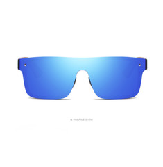 DUBERY Rimless Wood Polarized Sunglasses Men Women Square Wooden Temple Glasses