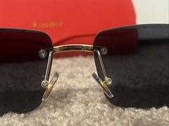 Cartier Big C Diamond Cut Sunglasses Black Lenses W/ Gold Temples! Authentic!