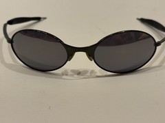Vintage Oakley E Wire Gen 1 Sunglasses 90s Y2K Black Metal Oval Frame