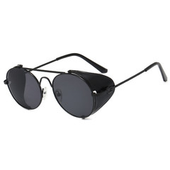 Vintage Retro Steampunk Sunglasses Side Shields Round Metal Glasses Mens Womens