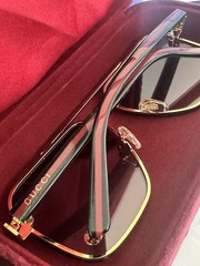 Gucci Men’s Square Sunglasses Gold Metal Frame Gray Gradient Tinted Lens 145mm