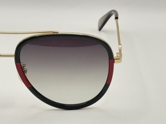 Gucci GG0062S 003 Aviator Sunglasses in Green/Red Grey Lenses