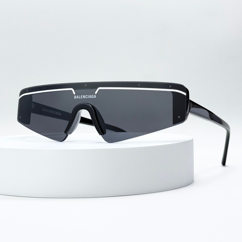 Balenciaga BB0003S 001 Sunglasses Black Grey Shield Mask Unisex 99-1-140 New