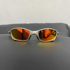Oakley Juliet 1.0 X-Metal Polarized Sunglasses Silver Frames Red Vintage Y2K