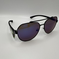 Men’s Aviator Sunglasses Black Metal/Plastic Frame Purple Mirrored Lenses