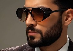 Men’s Women Sunglasses Vintage Steampunk Side Shields Leather Round Retro Shades