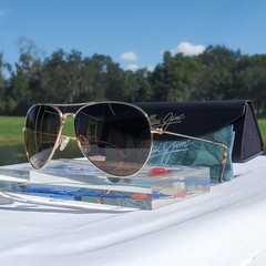 Maui Jim “MAVERICKS” 264-16 Gloss Gold Frames/ Bronze Lenses/ TITANIUM AVIATORS!