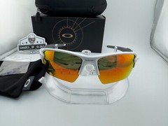 OAKLEY FLAK 2.0 XL POLISHED WHITE W/ RUBY RED POLARIZED GALAXY SUNGLASSES OO9188