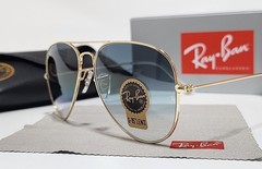 New Ray-Ban RB3025 Aviator Pilot Sunglasses Gold Frame Gradient Blue Lens 58mm