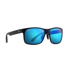 New Maui Jim Red Sands Black Nylon Rectangular Blue Unisex Sunglasses B432-2M