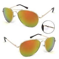 2 Pairs Combo Retro Women Men Glasses Pilot Sunglasses – Gold/Fire Lens AV01