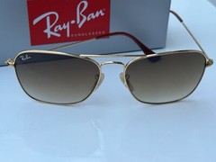 Ray-Ban RB3136 001/51 Caravan Gold Frame Gradiant Brown Lenses Sunglasses