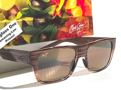 NEW Maui Jim KEAHI Brown Stripes POLARIZED HCL Bronze GLASS Sunglass H873-10