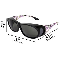 Global Vision Fanfare2 Over Glasses Purple Women’s Floral Frame with Smoke Lens
