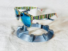 Custom PixelVivid Multicolor Solid Stripe Sunglasses with Blue Mirror Lenses