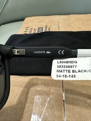 1 Unit New Lacoste L604SNDG Matte Black/Green Sunglasses 54-18-145 #621