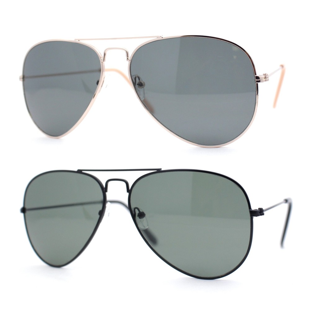 Mens Tempered Glass Lens Iconic Tear Drop Officer Sunglasses