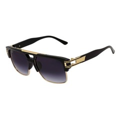 MONARCH – Square Semi-Rimless Two-Tone Metal Accent Black Gold Lavender Fade