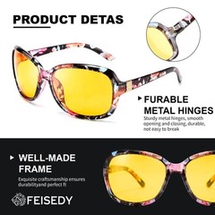Classic Womens Night Glasses Driving Anti Glare Wrap Around Yellow Sunglasses