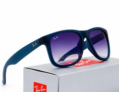 Ray-Ban Justin RB4165 Square Sunglasses Blue Rubber Grey Gradient Unisex 54mm