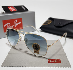 New Ray-Ban RB3025 Aviator Pilot Sunglasses Gold Frame 58mm Glass Blue Lens 58mm