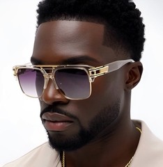 MEN SUNGLASSES CLEAR GAZELLE B-BOY HIP HOP SUNGLASSES OVERSIZED RETRO SQUARE