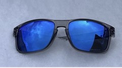 Holbrook Style Gloss Clear With American Flags And Blue Polarized Lenses