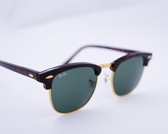 Ray-Ban Sunglasses RB3016 Clubmaster Classic Tortoise Frame Green Lenses 49mm