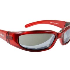 Global Vision Chicago Padded Motorcycle Sunglasses Red with Flash Mirror Lenses