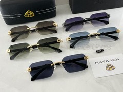 MAYBAC* Rimless Sunglasses Green Gradient Rectangular Geometric Luxury +Case