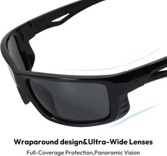 Men’s Polarized Sport Sunglasses UV400 Wrap Around Lightweight Driving Fishing