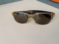 Ray-Ban New Wayfarer Bicolor Polarized Brown 55mm Sunglasses RB2132 945/57 55-18