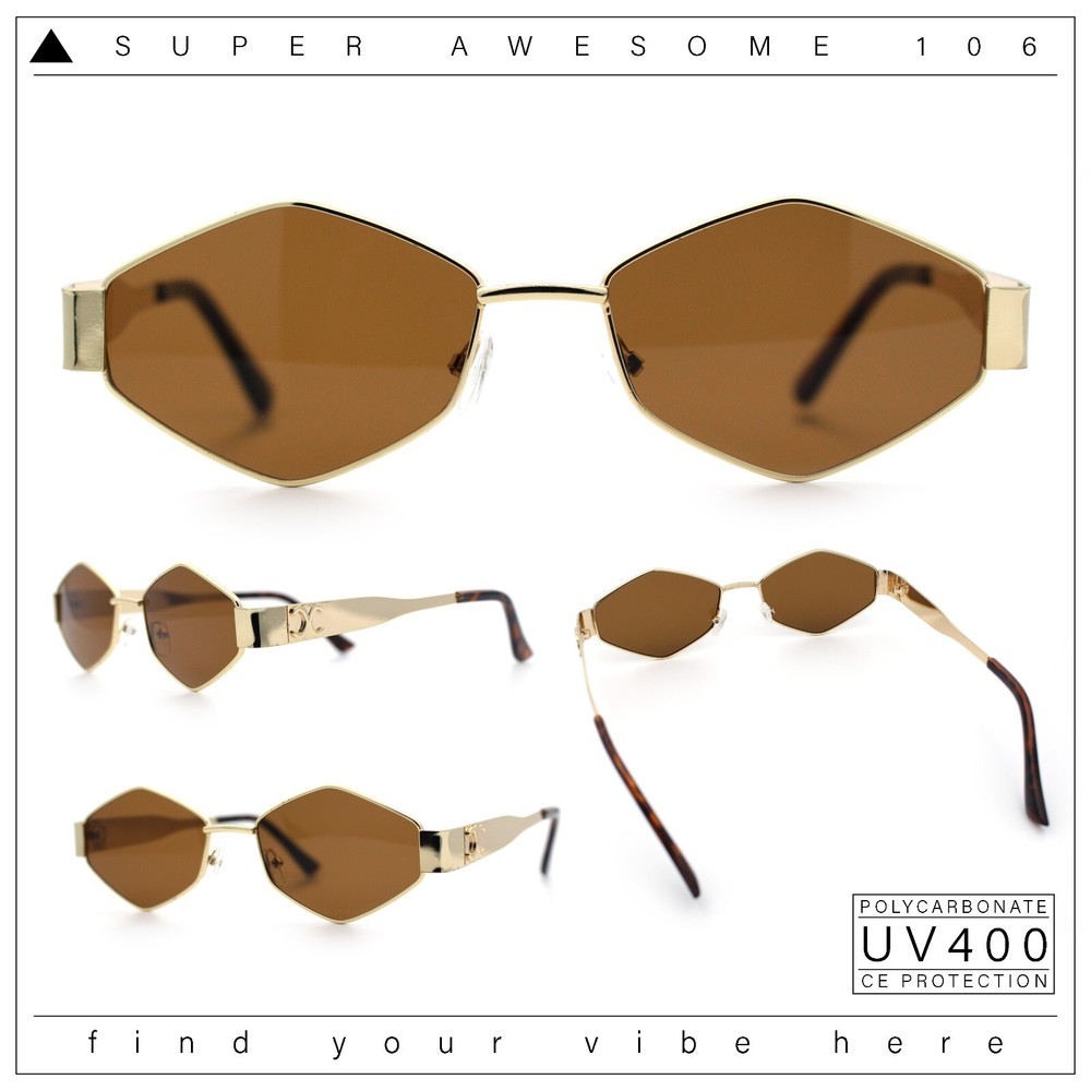 Hipster Retro Classic Diamond Shape Metal Rim Hustler Sunglasses