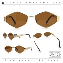 Hipster Retro Classic Diamond Shape Metal Rim Hustler Sunglasses