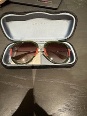 Gucci GG0062S 003 57mm Aviator Green/Red Unisex Sunglasses