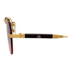 Maybach Rimless Round Metal Aviator Sunglasses Gold Frame Purple-Pink Fade MH15